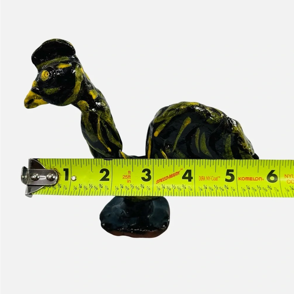 Vintage Mary Ferguson Pottery Folk Art Chicken Rooster Farmhouse Figurine Green